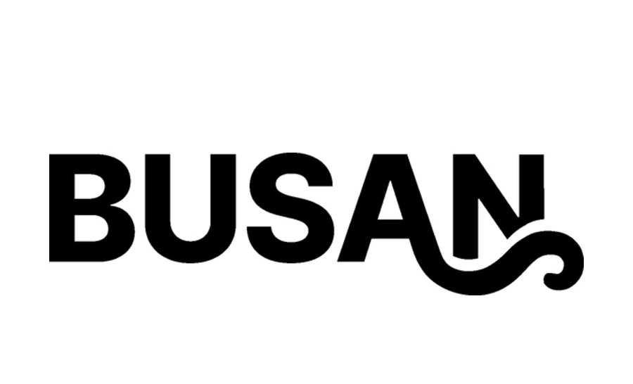 BUSAN 로고 — N 에서 이어지는 海の波